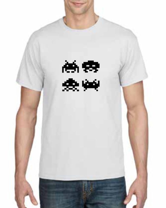 Space invaders design printed t-shirt