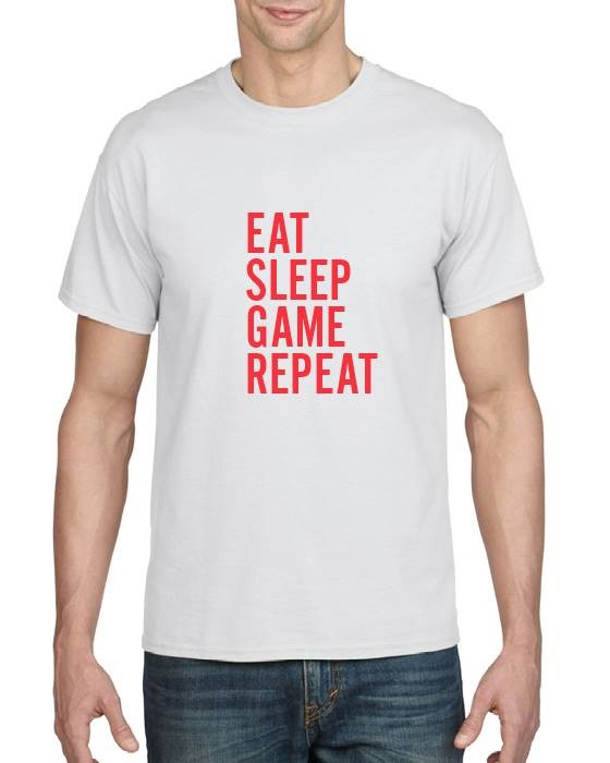 EAT SLEEP GAME REPEAT printed t-shirt
